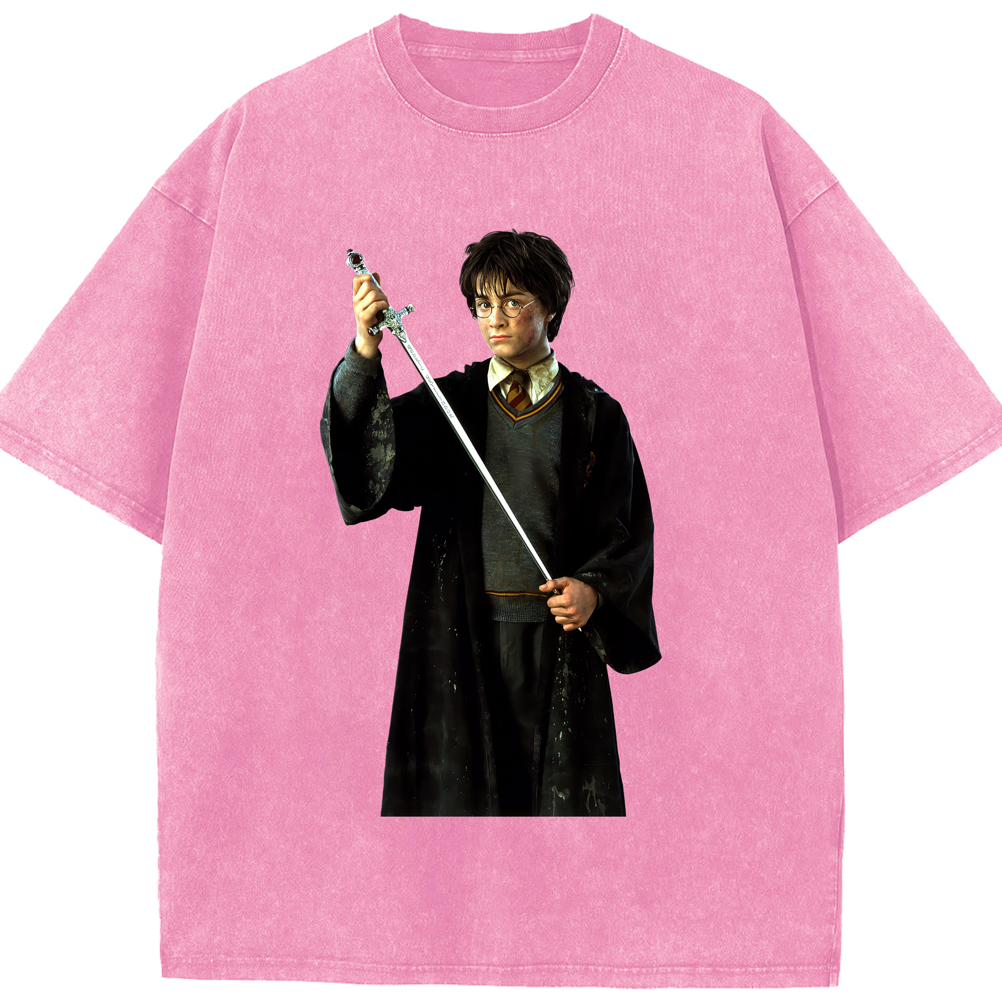 （画像用） Harry Potter ハリー・ポッターシリーズ 綿100% ヴィンテージ風 半袖Tシャツ（フロントプリント）